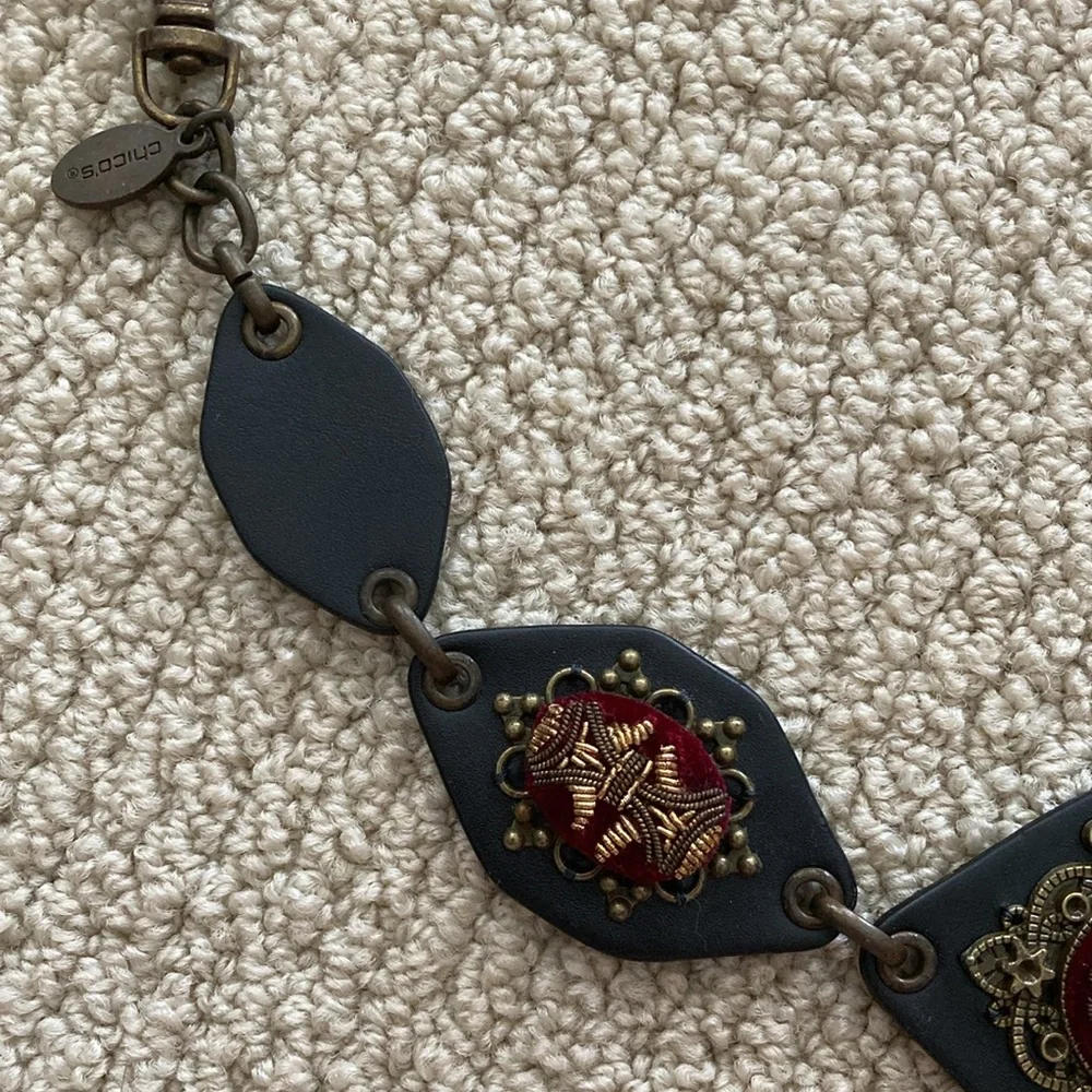 Chico’s Vintage Beaded Concho Belt RARE Boho Adjustable Women’s One Size 1990s